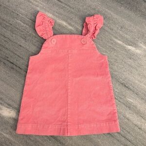 The Beaufort Bonnet Company Pink Corduroy Ruffle Strap Pinafore Dress